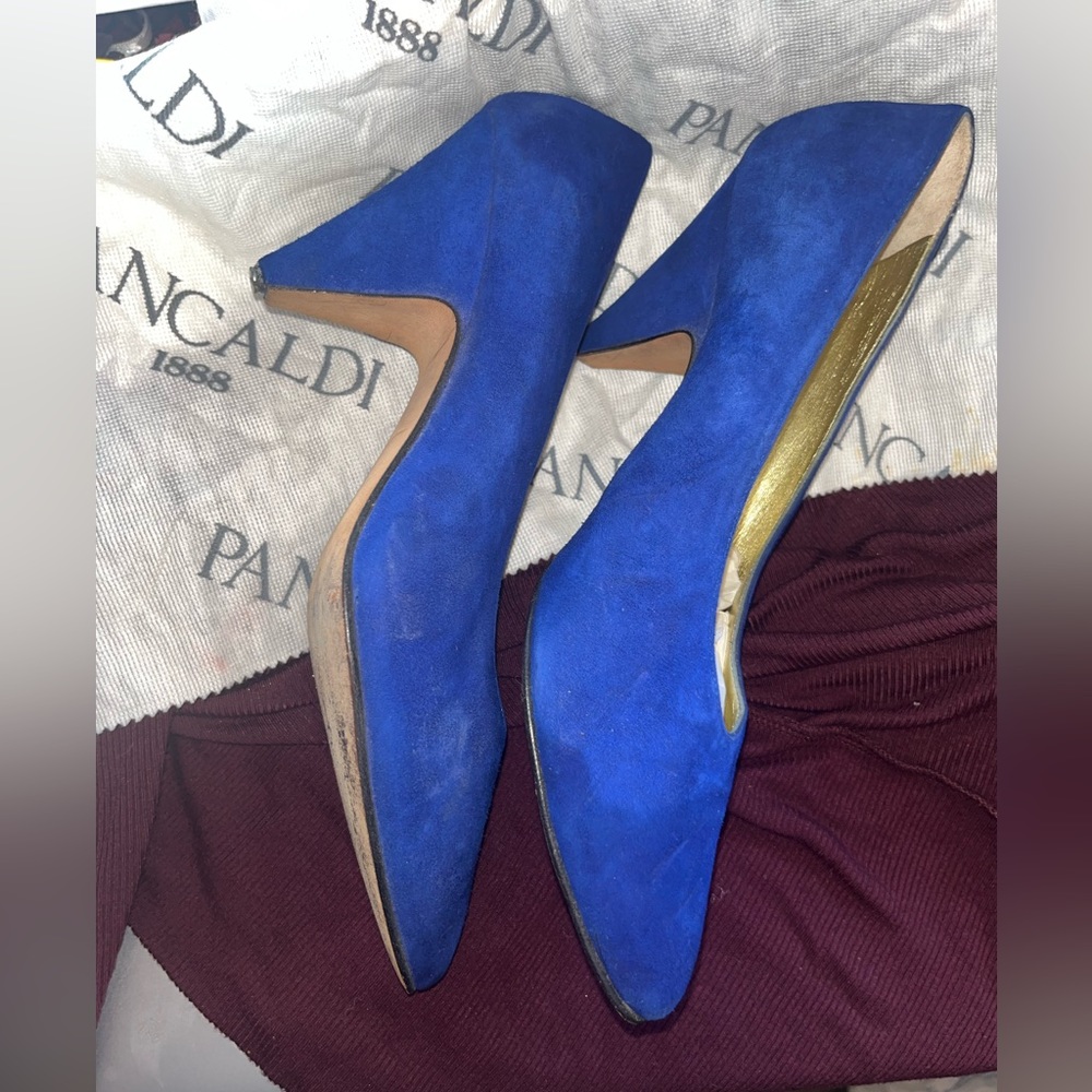 Vintage Pancaldi 1888 Cobalt Blue Suede Pumps~ Size 8.5 - Picture 3 of 9